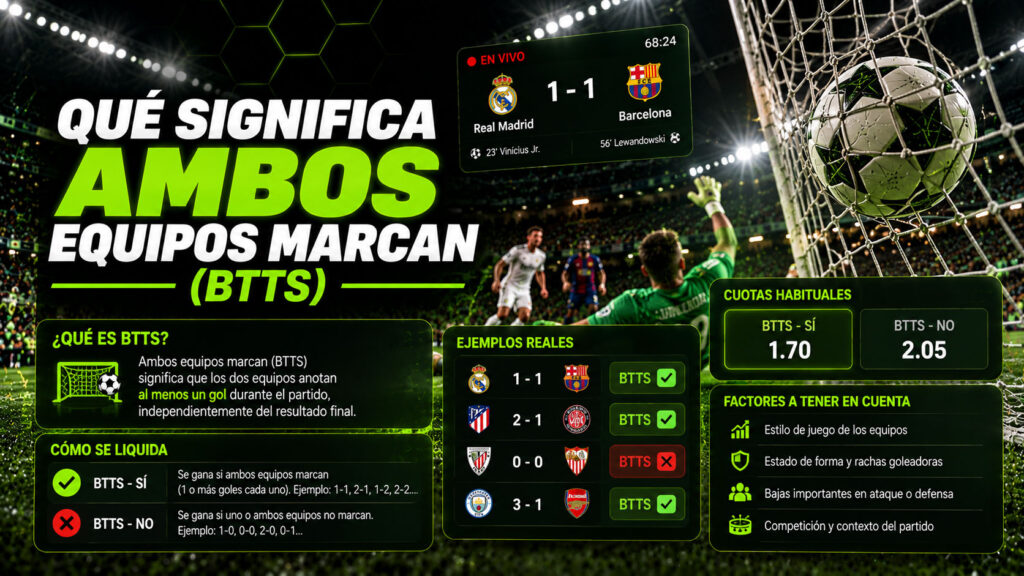 Qué significa ambos equipos marcan (BTTS)