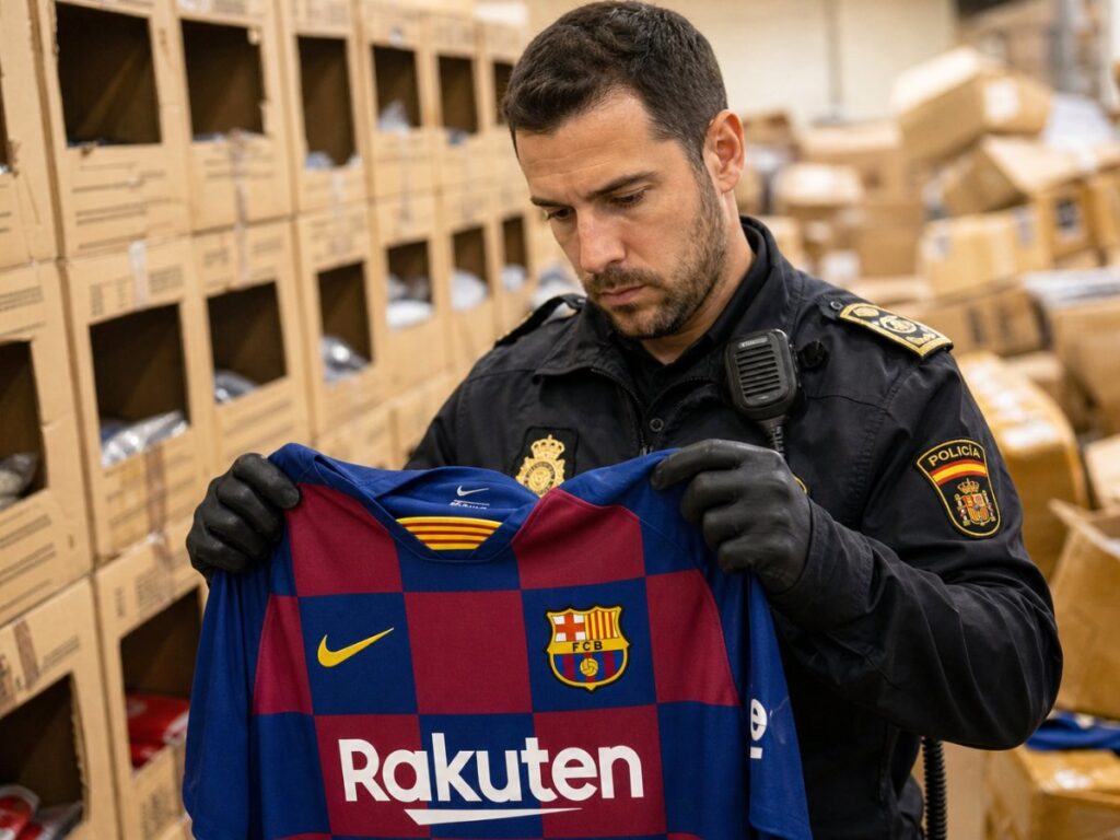 La Policía requisa más de 6.000 artículos falsos del Barça en Barcelona La Policía requisa más de 6.000 artículos falsos del Barça en Barcelona